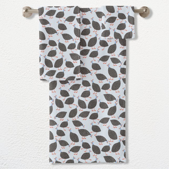 Motif d'oiseaux de Guinée Fowl (Fun Guine Fowl bird pattern bathroom towels)