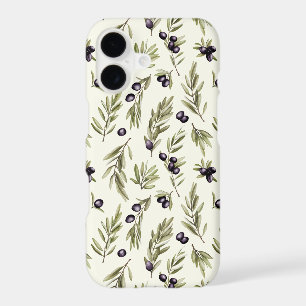 Motif d'olive de campagne française à l'aquarelle 