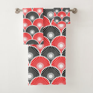 Motif d'onde demi-cercle rouge et noir