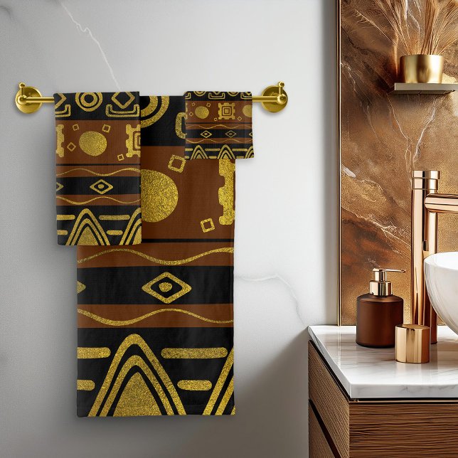 Motif d'or d'Afrique sur noir et brun (Créateur téléchargé)