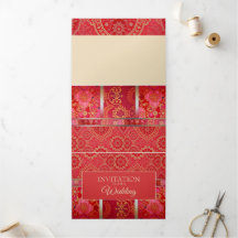 MOTIF d'or rouge ORIENTAL - Carte d'invitation