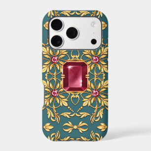 Motif doré transparent avec rubis
