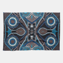 Motif Dot Art sur la serviette de cuisine