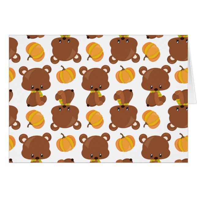 Motif D'Ours, Ours Mignons, Automne, Citrouille (Devant horizontal)