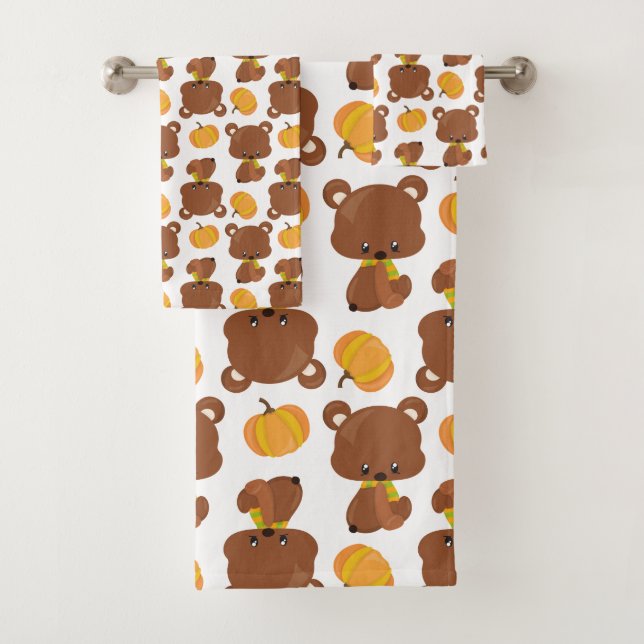 Motif D'Ours, Ours Mignons, Automne, Citrouille (En situation)