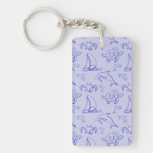 Motif d'une ligne d'animal marin et voilier