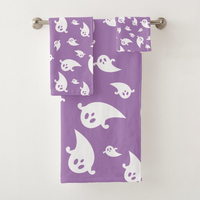 Motif éffrayant Ghost sur Purple Cute Halloween (En situation)