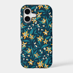 Motif élégant de fleurs jaunes sur feuilles vert f