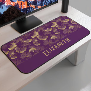 Motif élégant de Ginkgo Nom Or Violet