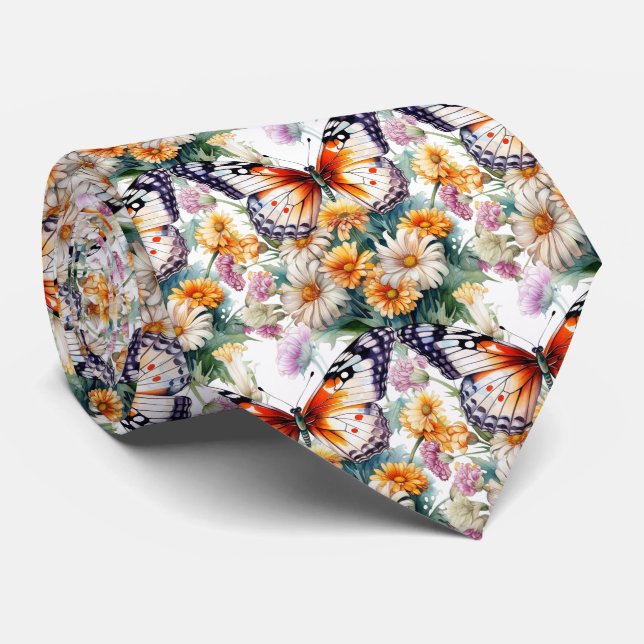 Motif élégant de jardin papillon Cravate (Roulé)