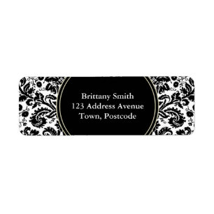 Motif élégant noir et blanc de damassé
