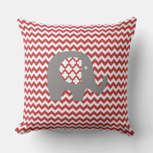 Motif Elephant Red Chevron Stripe Coussin extérieu