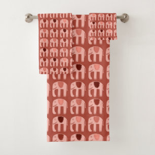 Motif éléphant rose rouge