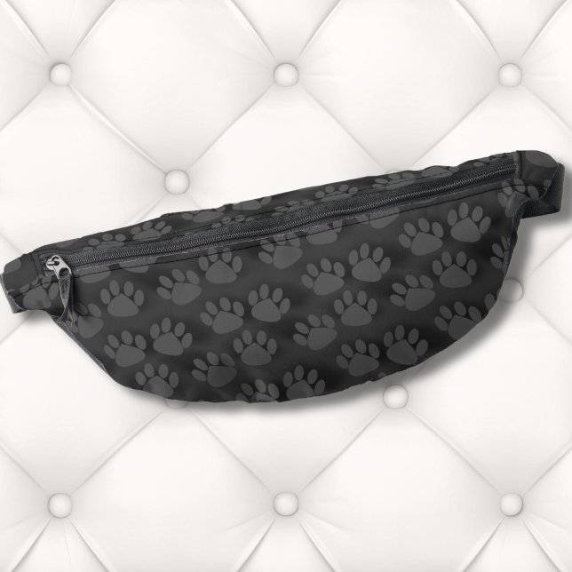 Motif Empreinte de patte mou (Modern Cute Black Gray Animal Paw Prints Pattern Fanny Pack)