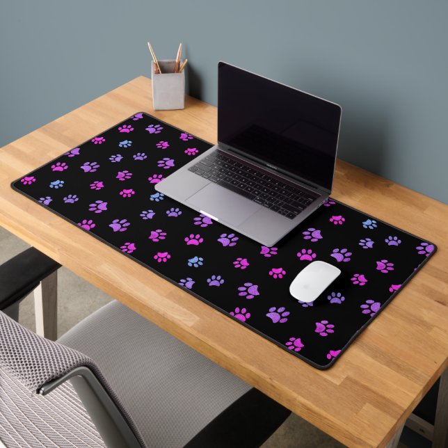 Motif empreintes de pattes rose violet bleu mignon (Bureau 2)