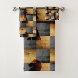 Motif en bois de pièces d'échecs d'échiquier et