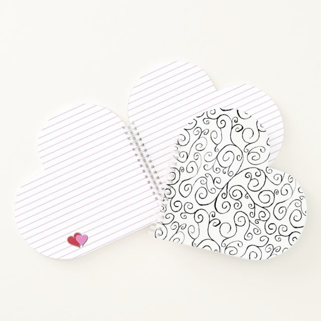Motif en courbe noire peinte sur Carnet blanc (Intérieur)