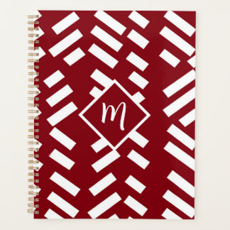Motif en diagonale minimaliste rouge, Monogramme