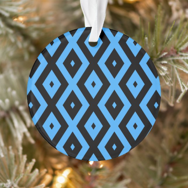 Motif en diamant bleu ciel et noir (Arbre)