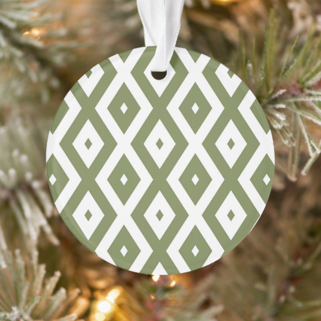 Motif en diamant vert et blanc (Arbre)