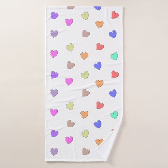 Motif en forme de coeur Pastel (Serviette de bain)