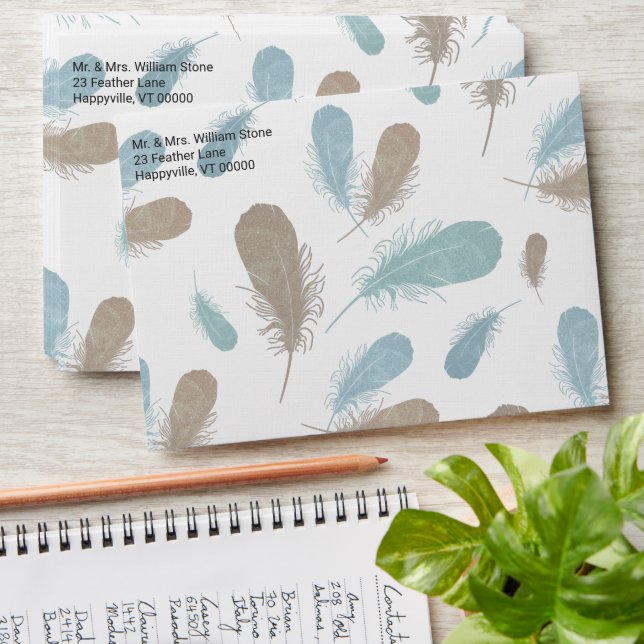 Motif en plumes de Bohême A7 Enveloppe décorée (Stacked)