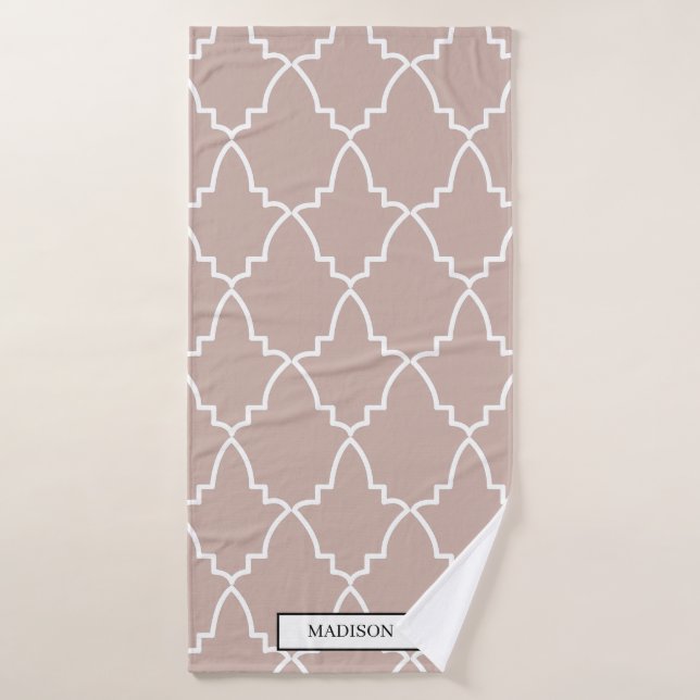 Motif en treillis marocain beige personnalisé (Serviette de bain)