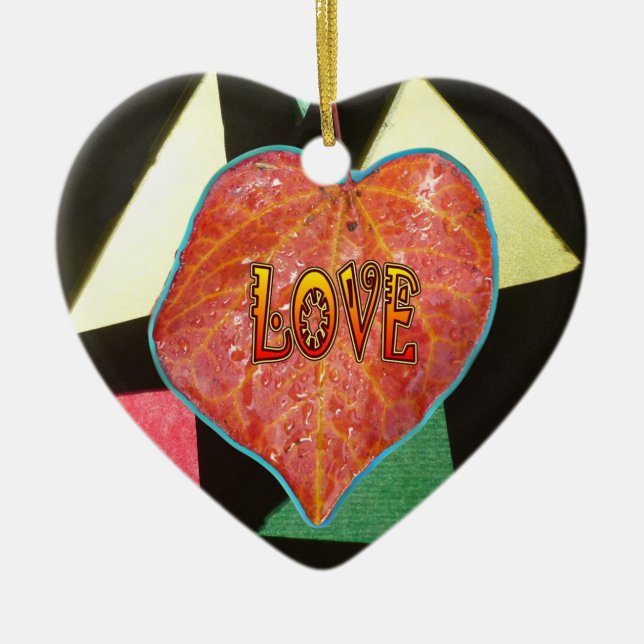 Motif en verre tendu AMOUR Feuille Ornement du coe (Devant)