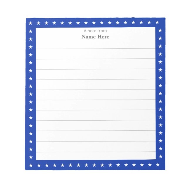 Motif étoile sur le Bloc-notes Royal Bleu encadré (Devant)