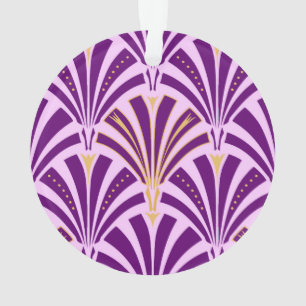 Motif éventail Art déco - violet et orchidée