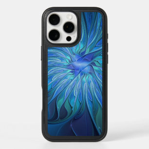 Motif fantaisie fleur bleue, art fractal abstrait