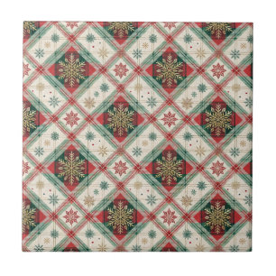 Motif festif à carreaux tartan écossais et flocon