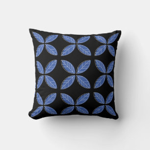 Motif Feuille Bleue - Oreiller à jet polyester