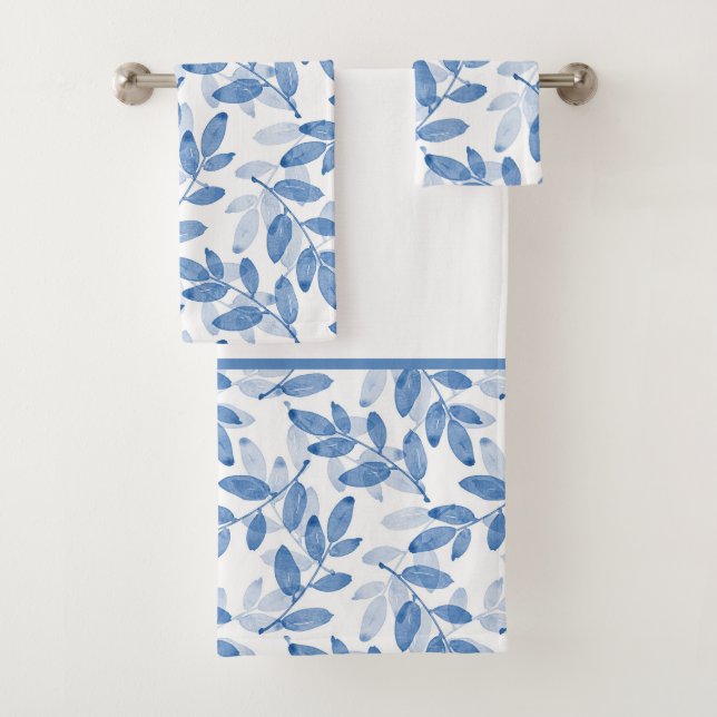 Motif Feuille d'aquarelle bleu (En situation)
