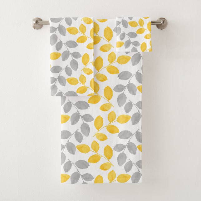 Motif Feuille d'aquarelle jaune et gris (En situation)
