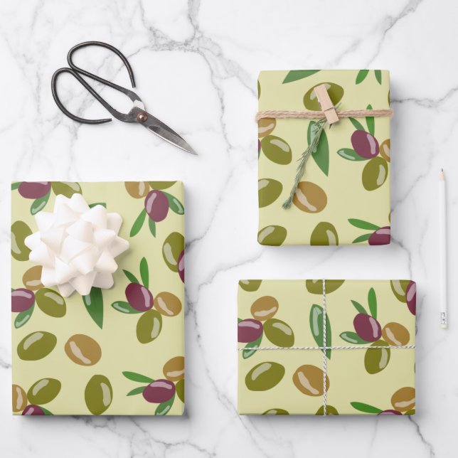 Motif Feuille d'olive et d'olive rustique (Recto)