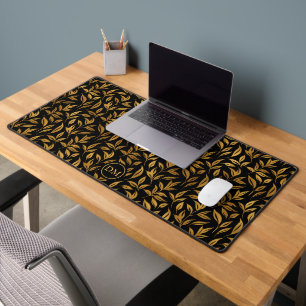 Motif Feuille d'or sur Monogramme noir