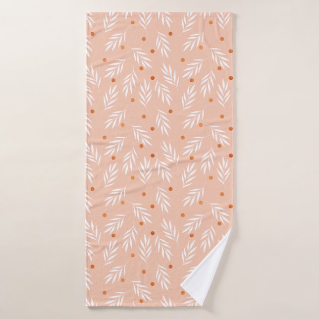 Motif Feuille floral rose d'Apricot moderne (Serviette de bain)
