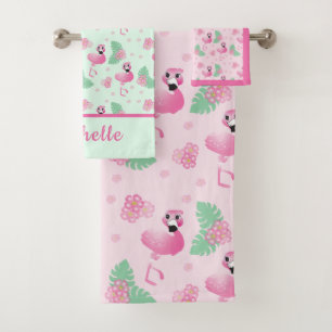 Motif Flamingo Tropical Personnalisé Fleur Rose Ve