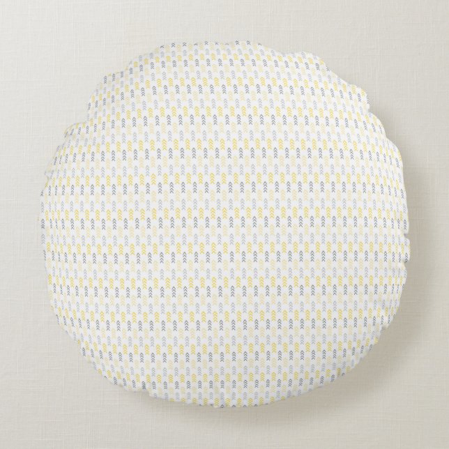 Motif Flèche Jaune et Gris Coussin rond (Devant)