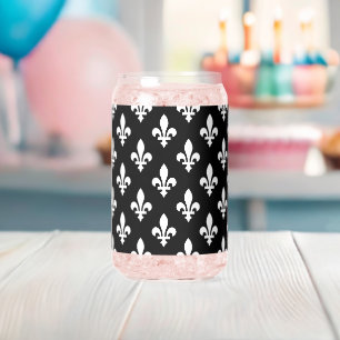 Motif Fleur de Lis, Royal Français, Blanc sur Noir