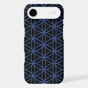 Motif Fleur de Vie – Bleu sur Noir