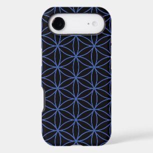 Motif Fleur de Vie – Bleu sur Noir