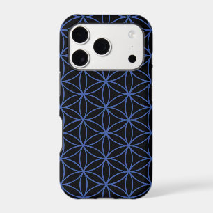 Motif Fleur de Vie – Bleu sur Noir