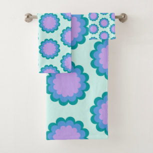 Motif Fleur rétro mignonne en Mint et violet