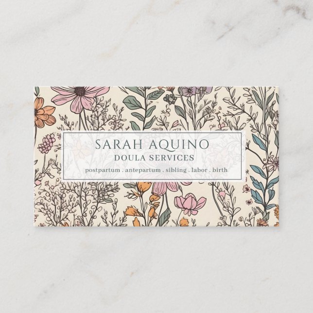 Motif Fleur sauvage Doula Floral Carte de visite (Devant)
