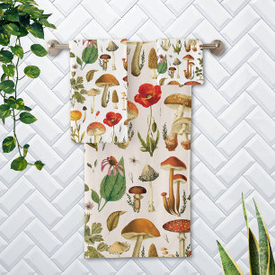 Motif Fleur Sauvage et Champignon Vintage