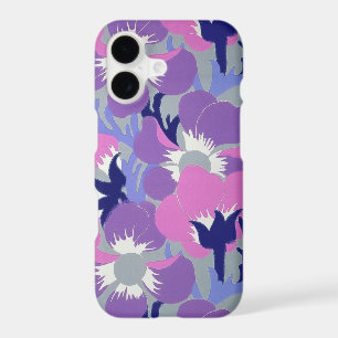 Motif fleuri rétro rose et violet foncé d'Anémone