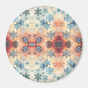 Motif Flocons de Neige Vintage - Magnet