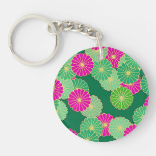 Motif floral Art Déco - nuances de vert, fuchsia